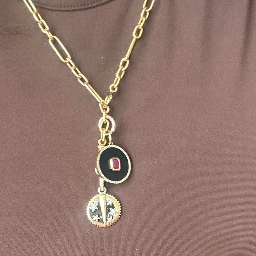 Lionheart jewelry solid 14k black onyx diamond ruby medallion $2.6k